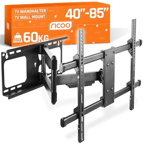 RICOO S4764 TV Wandhalterung Schwenkbar für 40-85 Zoll Wandhalterung Fernseher Halterung bis 60 Kg VESA 200x200-600x400 TV Halterung Fernsehhalterung