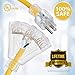 50 FT 12/3 Outdoor Extension Cord - Rubber, Flexible, Triple Outlet, Yellow Wire with Live Power Light Indicator. 15 Amp