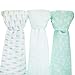 Muslin Baby Swaddle Blankets, 47x47 (3 Pack) Mint Blue and White Collection primary
