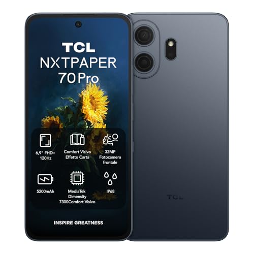 TCL NXTPAPER 70 Pro 5G Android Smartphone mit 6,9 Zoll Natuerlichem Licht Display,NXTPAPER 4.0,120Hz FHD+,50MP 1.0um OIS Kamera, MuseFilm, 8GB RAM+256GB ROM, Bequemes Lesen, AI-Produktivitaet
