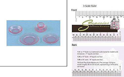 Dollhouse DEPRESSION DISH SET, 5PC PINK