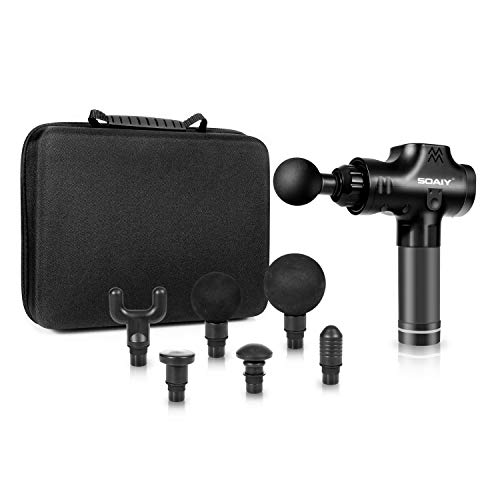 Deep Tissue Percussion Massage Gun - HandHeld Rechargeable Muscle Massager with 6 Heads & 20 Speed Vibration for Athletes Soothe Muscle Pain, Super Quiet Body Massage Gun for Feet, Back, Neck, Arms - Thumbnail 6