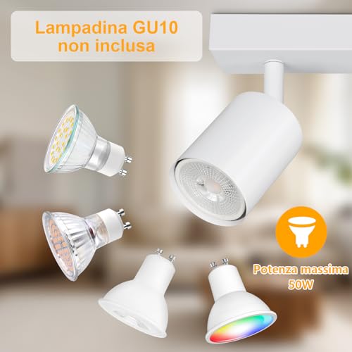 TaFiCo LED Ceiling Spotlight with 2 Lights – Ceiling Light GU10 White – LED Ceiling Light Modern Swivel Spotlight for Living Room Bedroom Kitchen – Without Bulb