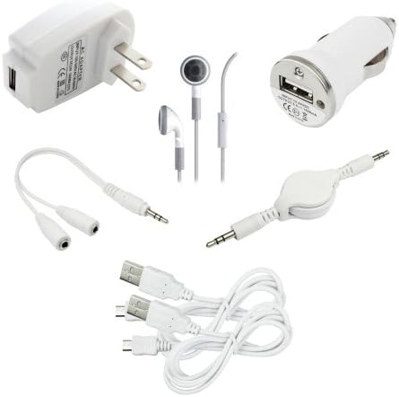 Fenzer 7 pc White Bundle Kit for Samsung GT-i9152 Galaxy Mega 6.3 i200 Code Travel Car Wall Charger USB Data Sync Cable