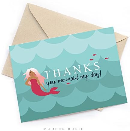 You Mermaid My Day - Set of 10 Thank you Cards from Modern Rosie