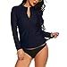 Swimsuit Tummy Control Bikini,YEZIJIN Women’s Rash Guard Sun Protection UV Surf Tops Long Sleeve Swim Shirt Navythumb 2