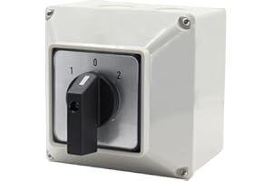 EDINSTRY 1Pcs Universal Changeover Selector Switch, with Installation Waterproof Box, 3 Positions 8 Terminals, Power Transfer Switch, LW26-32/2 380V 32A Motor Generators, Rotary Cam Selector