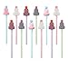12Pcs Novelty Gel Pens Cute Fluffy Unicorn Lovely Kawaii 0.5mm Medium Fine Point Black Ink Bulk Ballpoint Funny Cartoon Pen for Kids Adults Girls Women Office School Stationery Pink Blue Green Set