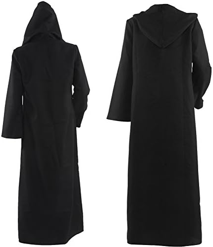 Allten Men's Costume Halloween Black Tunic Hooded Robe Cloak