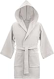 Kid's Hooded Waffle 100% Turkish Cotton Bathrobe (Small/Medium, White)