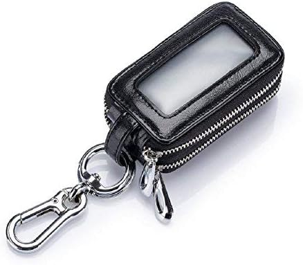 Artbisons Genuine Leather Key Wallet Case Black Car Keychain Key Pouch Double Layer with Zipper