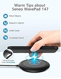 Seneo 147 Qi Certified Fast Wireless Charging Pad 7.5W Compatible iPhone XR XS XS Max X 8 8+, 10W para Galaxy Note 9 S9 S9+ S8 S8+ Note 8, 5W Compatible para todos los teléfonos Qi Enableable (con adaptador QC 3.0)