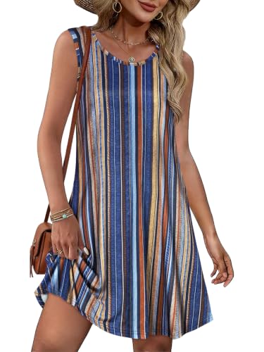 Summer Dresses for Women Sleeveless Sundresses, Multi Vertical Stripe, XL at Amazon