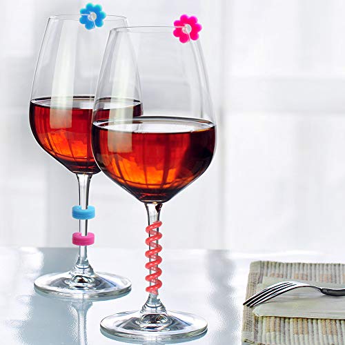 30 Pcs Silicone Drink Markers Wine Glass Charms Markers Drink Markers for Champagne Flutes Cocktails Martinis Wine Glass 3 Size - Thumbnail 4