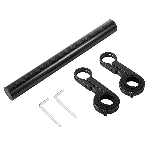 Evokem Multifunctional Bicycle Double Handlebar Extension Mount Bike Extender Bracket Holder for Lights, Speedometer, Phone Holder (Black-Carbon Fiber)