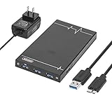 Unitek Hard Drive Enclosure, USB 3.0 to 2.5 Inch SATA Tool Free External Hard Drive Disk HDD Enclosure Case [Support USAP], with BC 1.2 Charging USB Port, Housing for 9.5mm 7mm 2.5'' SATA III HDD SSD