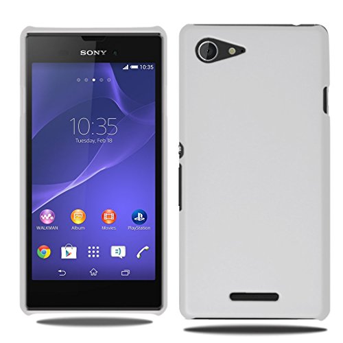 White Sony Xperia E3 Ultra Slim Armour Hard Case Clip On Cover With Screen Protector