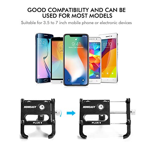 HOMEASY Universal Bike Phone Mount Motorcycle Handlebar Cellphone Bicycle Holder Adjustable, Fits iPhone X, XR, 8 | 8 Plus, 7 | 7 Plus, Galaxy S9, S8, Holds Phones from 3.5-7" Wide【Fall Prevention】 - Thumbnail 2