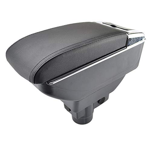 Dual-Layer Black Leather Arm Rest For Corsa D 2006-2014 Centre Console Storage Box Armrest