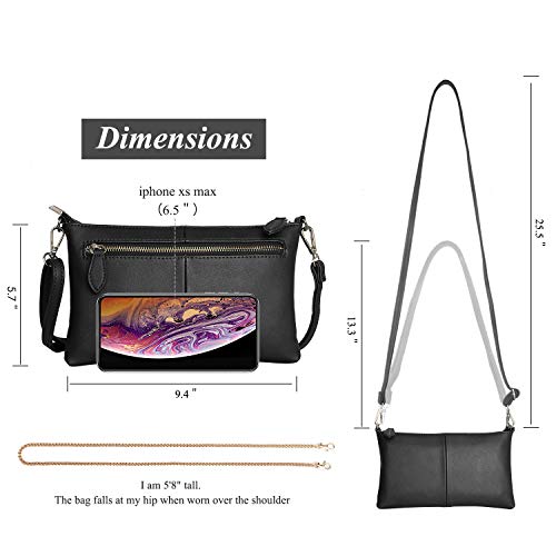 S SUNINESS Anti Theft Crossbody bags - Women Sling Purse Lightweight PU Leather Wallet Wristlet Bags with Adjustable, Chain and Wristlet Strap (Black)