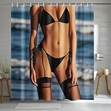 AopGlyvyr Bikini Girl Shower Curtain Sexy Woman