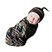 2Pcs Newborn Infant Baby Swaddle Blanket Sleeping Swaddle Muslin Wrap+ Headbands (Camouflage)