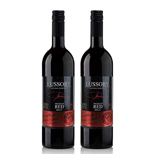 Lussory Premium Merlot Non-Alcoholic Red Wine 750ml (2 Bottles)