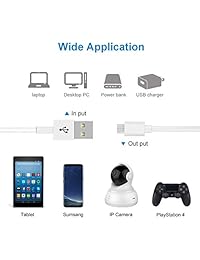 2Pack Cable de cable de extensión de alimentación 16.5 pies para WyzeCam, Wyze Cam Pan, Yi Camera, Nest Cam Indoor, Kasa Cam Indoor, Furbo Dog, Blink, Cloud Cam, Cable de carga USB duradero a Micro USB para cámara de seguridad