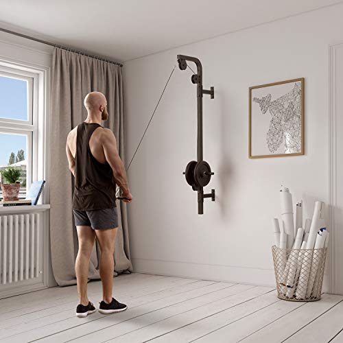 KLAR-FIT-Klarfit-Stronghold-Latzug-Mquina-de-poleas-Poleas-de-Entrenamiento-En-casa-Montaje-en-Pared-Hassta-100-kg-25-m-de-Cuerda-Barra-de-trceps-Estructura-de-Acero-Silencioso-Negro