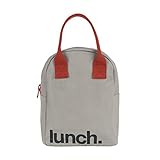 Fluf Zipper Lunch Bag, Organic Cotton (Burgundy Zip)