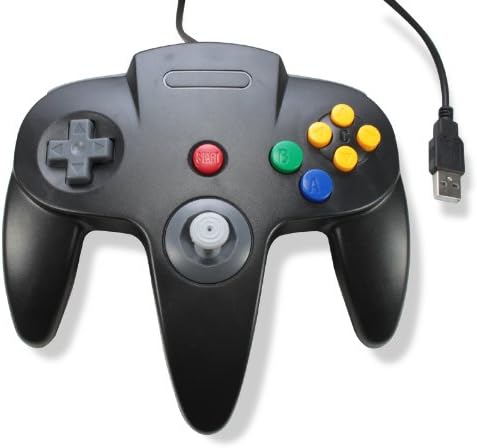 Classic Retro N64 Bit Usb Wired Controller For Pc And Mac - Black