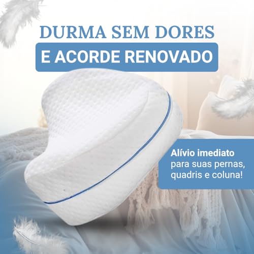 Travesseiro Almofada De Pernas Ortopédico Alivia Dores No Corpo Lombar, Ciática, Articulações, Joelhos e Gravidez - Espuma de Memória