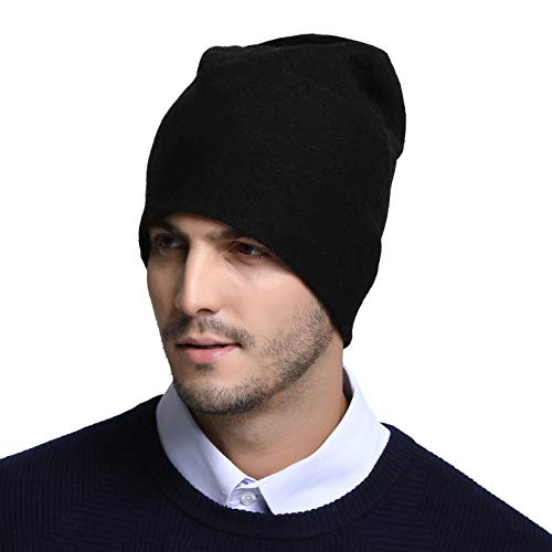 RIONA Men's 100% Australian Merino Wool Beanie Hat Light Weight Warm