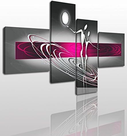 Abstract Moon Canvas Wall Art Painting Modern Design Picture For Home Office Decor - 4 Pieces Lover Dance Framed On Wooden Frame Image Pictures Photo Artwork Decoration Ready To Hang