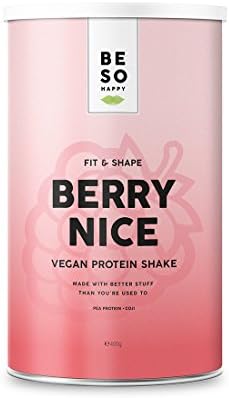 Be So Happy - Berry Nice | Fit & Shape Shakes | Weight Loss and Meal Replacements | Great Tasting & Healthy Vegan Protein Shake Made With All the Right Stuff For A Happy Body & You | Berry Flavour, 400gr, 14 servings | Easy Snack Replacement Shakes Packed with Important Nutrients - Pea Protein & Organic Baobab Powder, Plant Based, Kosher, No Gluten, No Soy, No Lactose