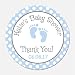 40 Personalized Blue Baby Feet Shower Favor Stickers - Baby Boy Favor Tags - Customized Baby Shower Favors