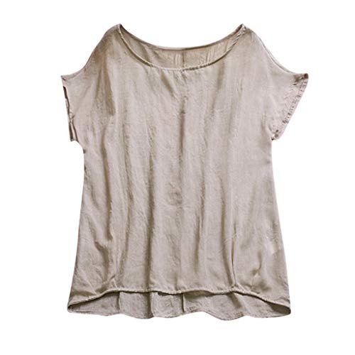 Cute Tops for Women,YEZIJIN Women Crew Neck Batwing Short Sleeve Cotton Loose Irregular Hem Tops Blouse for Teen Girls Khaki