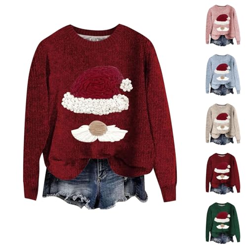 Angxiwan cotton jumpers for women UK Christmas Sweatshirts for Women UK Fleece Lined Festival Theme Jumper Christmas Santa Olds Print Plush Jumper C oversized zip up hoodies