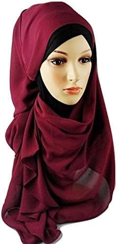 Elegance Collections Bubble Chiffon Scarves Muslim Hijab Headwrap Rectangle One Size (#11) Burgundy