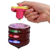 Emorefun Joe LED Light-up Flashing UFO Spinning Tops with Gyroscope Music Wood-Like Peg-top Hand Spinner Plastic Gyro Novelty Toys Party Favors Gift for Kids