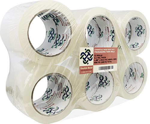 Real Thick (3.1 Mil) Double Bond Commercial Grade Packing Tape, 1.88"x 54.6 Yds (48mm x 50m) Clear (R912), 12 Rolls