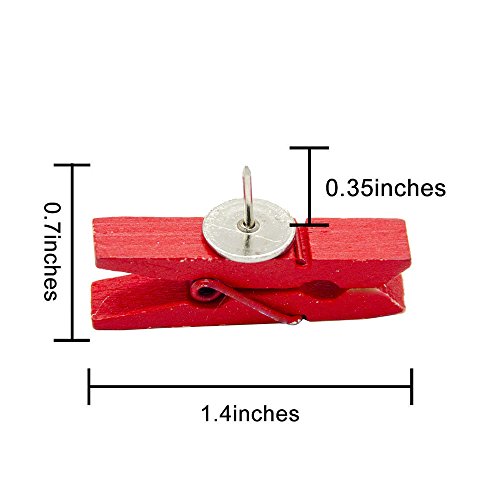 PINCHUANG 40 Pcs Push Pins with Wooden Clips Pushpins Tacks Thumbtacks Creative Paper Clips with Pins for Cork Boards Artworks Notes Photos Wall and Craft Projects (S-1)