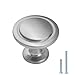LIZAVO Brushed Satin Nickel Kitchen Cabinet Knobs Modern Round Pulls Hardware for Drawer Dresser– 1-1/4 inch Diameter, 10 Pack