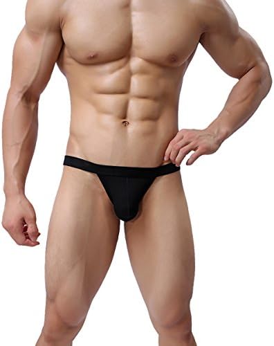 Kopwo Men's Briefs Sexy Seamless Pouch Underwear Mens Bikini Briefs (Black, L)