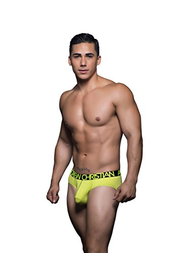 Andrew Christian Men's Happy Tagless Brief, Lime, Medium