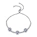 BAMOER Platinum Plated 925 Sterling Silver Cubic Zirconia Enamel Round Evil Eye Bracelet for Women Valentine's Day Gifts (Tri-Eye Bracelet)