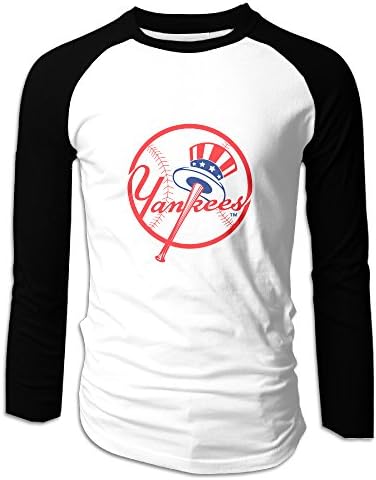 SJMG Men's Raglan NewYorkYankees Primary Logo T Shirts Black X-Large