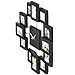 VonHaus Picture Frame Wall Clock - 12 Mini Photo Frames - Crop to Size Friends Family Pictures - Aluminum Black