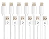 Cabbrix 6 Pack 3 Feet Lightning to USB Cable Apple Charger for iPhone/iPad/iPod - White