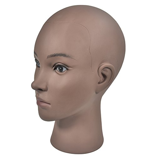 Bald Female Mannequin Head Scarf Hat Cap Wigs Glasses Display Model,Black skin
